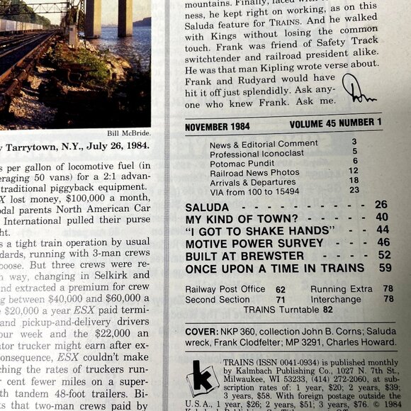 Trains Magazine of Railroading November 1984 Brewster Built Switcher Spree Salud - Picture 3 of 7